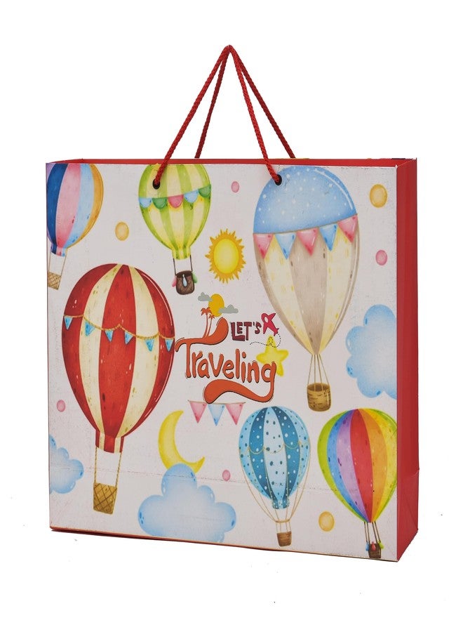 PPJ ® - حقيبة ورقية لحفلة عيد ميلاد سعيد (بطابع كرتوني) (10 قطع)، مقاس 16 بوصة × 12 بوصة × 4 بوصة، هدية تذكارية / عيد ميلاد سعيد / هدايا تذكارية / هدايا / حقائب هدايا / أغطية هدايا (عبوة من 10) - Image 1